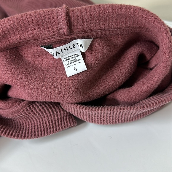 Athleta Coaster Luxe Waffle Hoodie Top Tawny Rose‎ Large - Picture 6 of 8